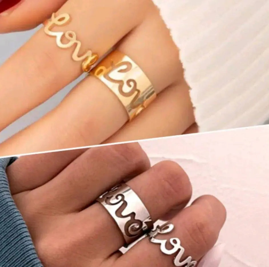 Pack of 4 Trendy Love Ring. TechnoJewel